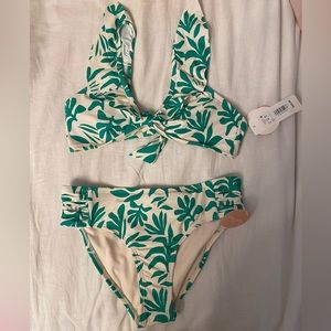 Dillards Girls Palm print 2- piece bathing suit- New